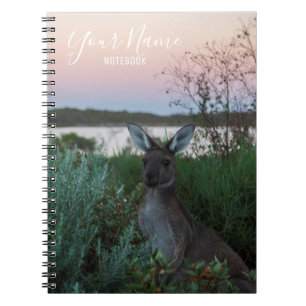 Australia Kangaroo Animal Wildlife Sunset Nature Notebook