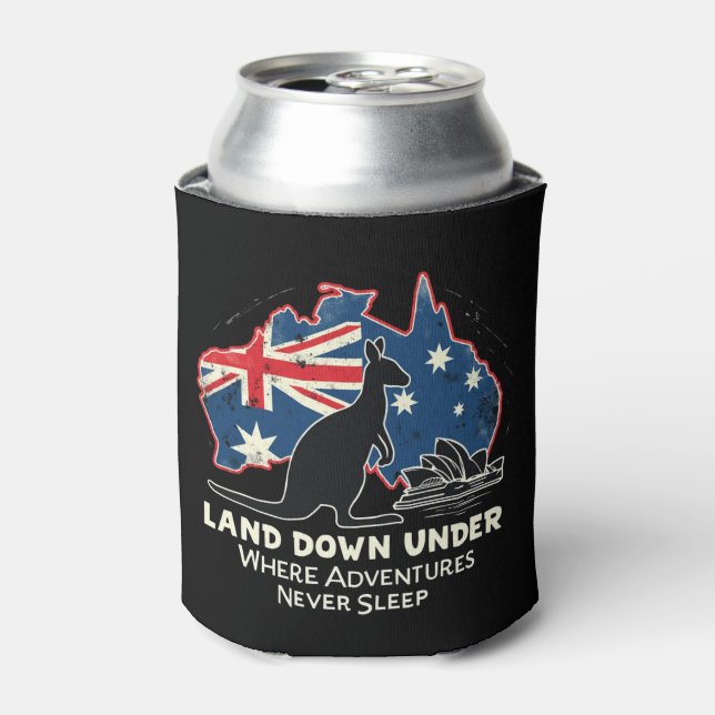 Australia Kangaroo Aussies Land Down Under  Can Cooler (Can Front)