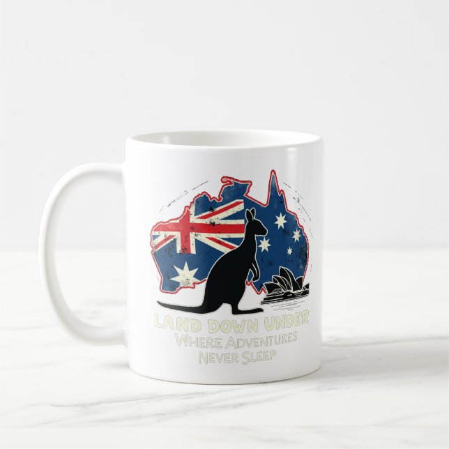 Australia Kangaroo Aussies Land Down Under  Coffee Mug (Left)