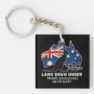 Australia Kangaroo Aussies Land Down Under Key Ring