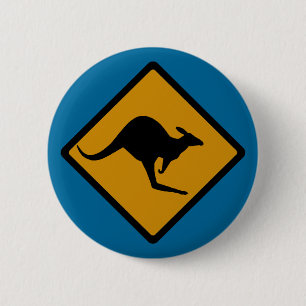Australia Kangaroo Crossing Sign 6 Cm Round Badge