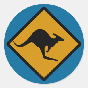 Australia Kangaroo Crossing Sign Classic Round Sticker