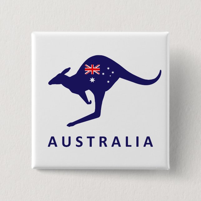 AUSTRALIA KANGAROO FLAG 15 CM SQUARE BADGE (Front)