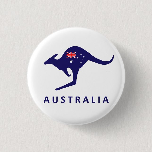 AUSTRALIA KANGAROO FLAG 3 CM ROUND BADGE (Front)
