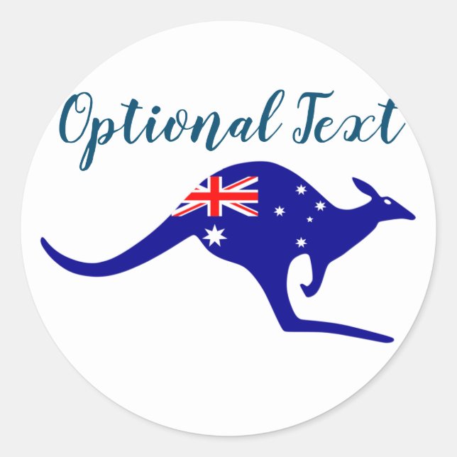 Australia Kangaroo & Flag Classic Round Sticker (Front)