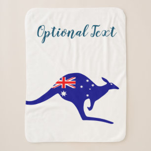 Australia Kangaroo & Flag Sherpa Blanket