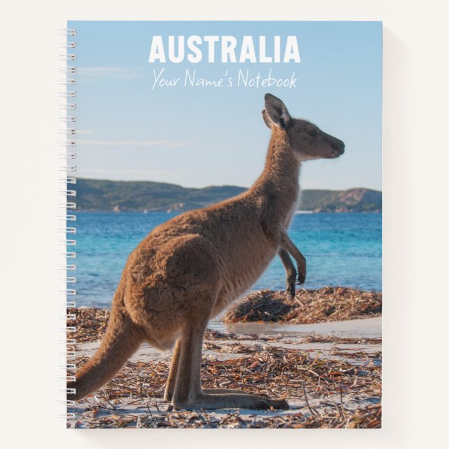 Australia Kangaroo on the Beach Photo Notebook (Front)