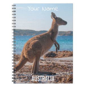 Australia Kangaroo on the Beach Photo Notebook
