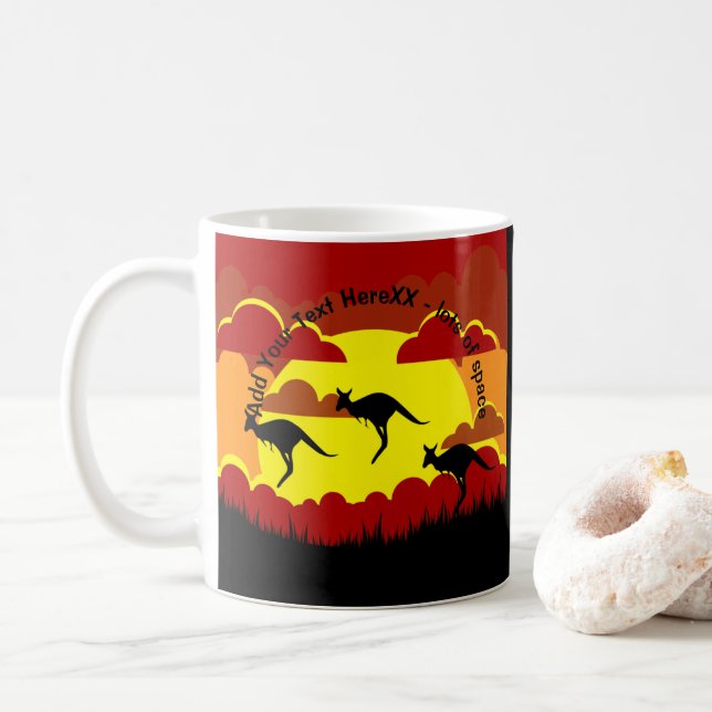 Australia Kangaroo Red Black Yellow  Coffee Mug (With Donut)