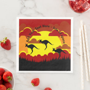 Australia Kangaroo Red Black Yellow Serviette Napkin
