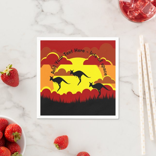 Australia Kangaroo Red Black Yellow Serviette  Napkin (Insitu)