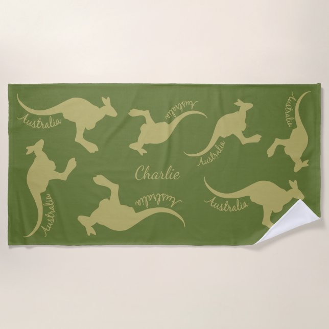 Australia Kangaroos custom name beach towel (Front)
