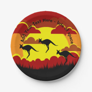 Australia Kangaroos Red Black Yellow small 7" Paper Plate