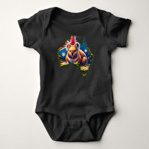 Australia Koala Bear flag map Baby Bodysuit