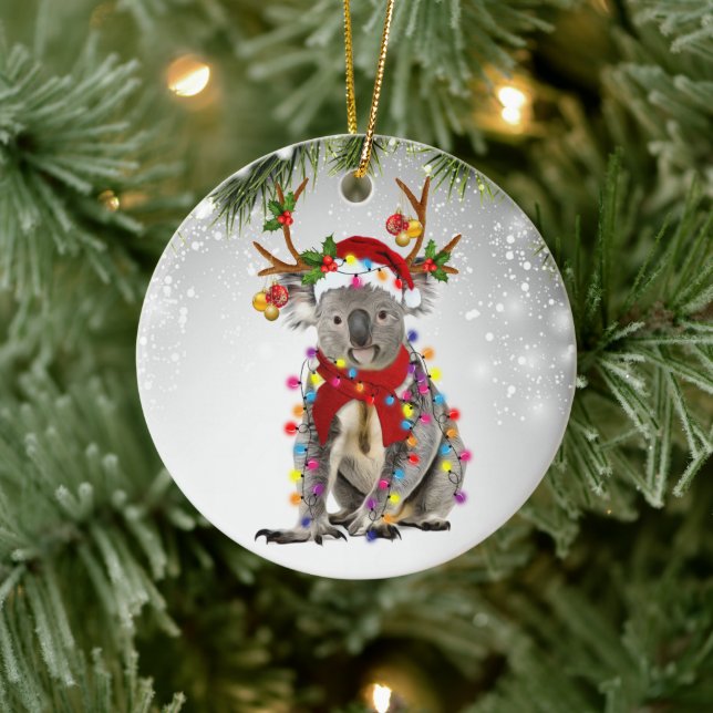 Australia koala Santa animals marsupial wildlife  Ceramic Tree Decoration (Tree)