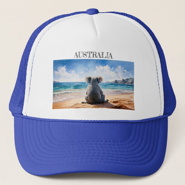 Australia Koala watching the ocean Trucker Hat (Front)