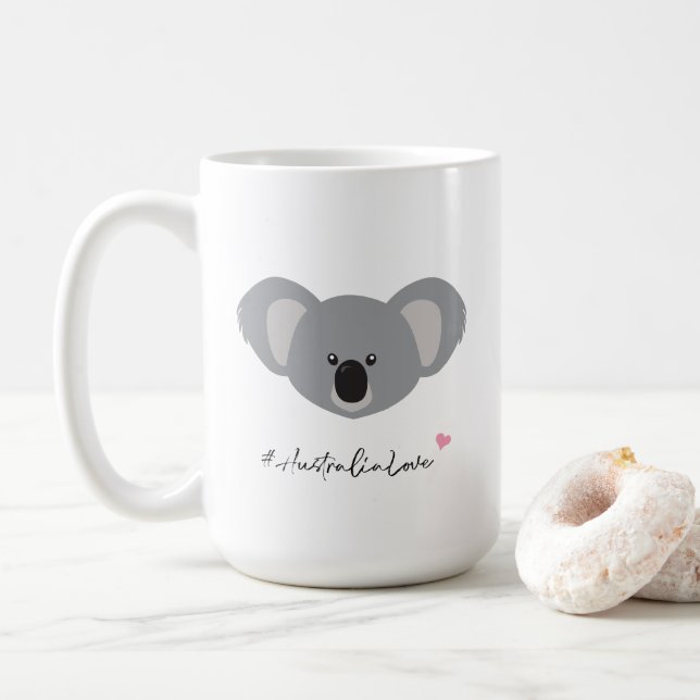 Australia love cute koala illustration coffee mug (With Donut)