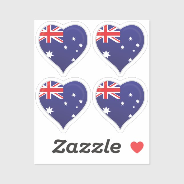 Australia love flag pride heart sticker (Sheet)