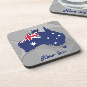 AUSTRALIA MAP AND FLAG BLUE COASTER