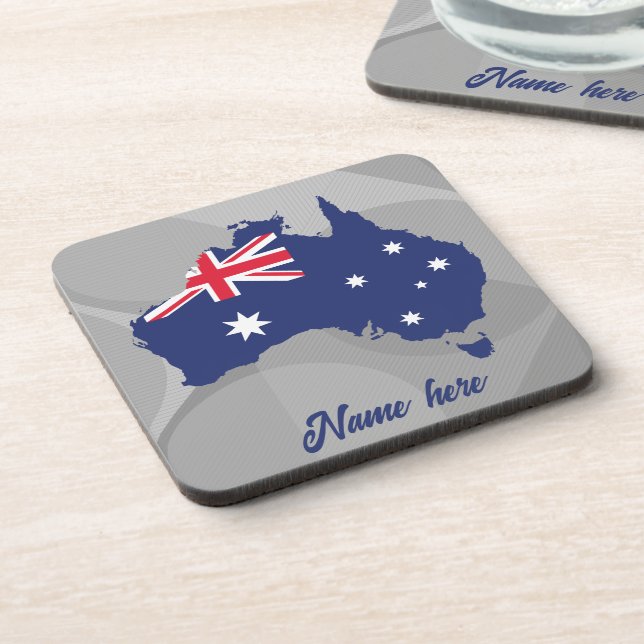 AUSTRALIA MAP AND FLAG BLUE COASTER (Left Side)