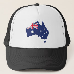 AUSTRALIA MAP AND FLAG BLUE TRUCKER HAT