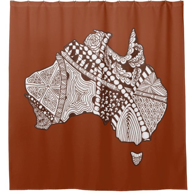Australia Map Art Doodle DIY Colour Shower Curtain (Front)