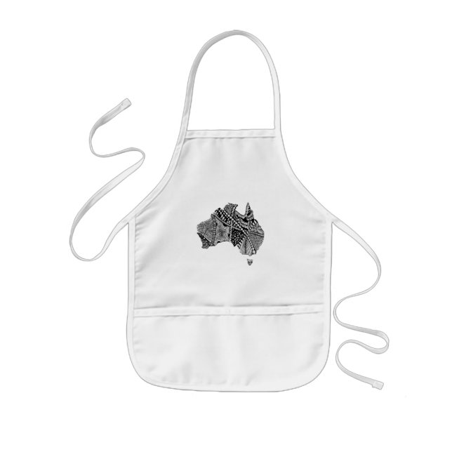 Australia Map Art Doodle Kids Apron (Front)