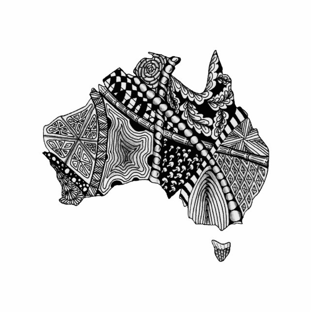 Australia Map Art Doodle Photo Sculpture Magnet (Front)