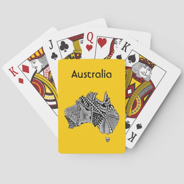 Australia Map Art Doodle Playing Cards (Back)