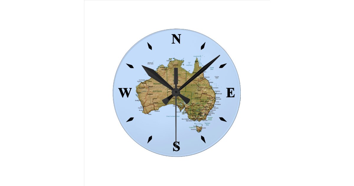 Australia Map Clock Zazzle.co.uk