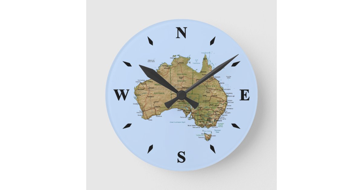 Australia Map Clock Zazzle