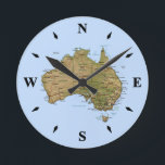Australia Map Clock<br><div class="desc">This novel wall clock features the map of Australia with points of the compass depicting the 3,  6,  9 and 12 hour marks. Treat your friends to a little Australian style with this unique and useful gift. © FlagAndMap - international gifts and souvenirs - see more at flagandmap.com.</div>