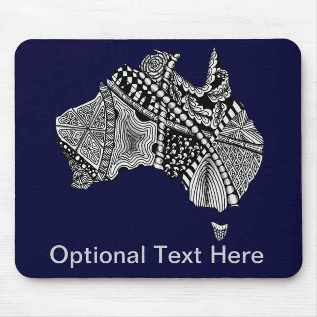 Australia Map Doodle Art Black and White Mouse Mat (Front)