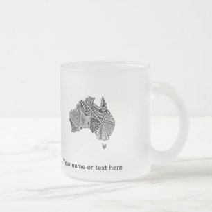 Australia Map Doodle Frosted Glass Coffee Mug