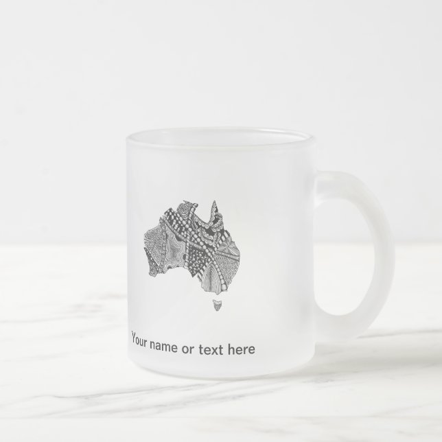 Australia Map Doodle Frosted Glass Coffee Mug (Right)