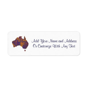 Australia Map Doodle Orange Purple