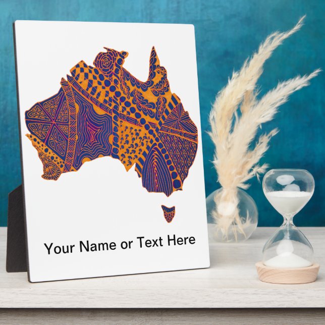 Australia Map Doodle Orange Purple Plaque (Side)