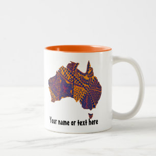 Australia Map Doodle Orange Purple Two-Tone Coffee Mug