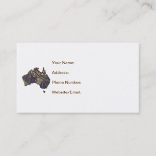 Australia Map Doodle Tan Red Blue Business Card