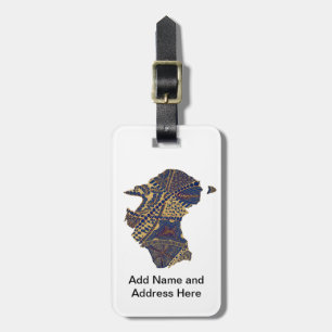 Australia Map Doodle Tan Red Blue Luggage Tag