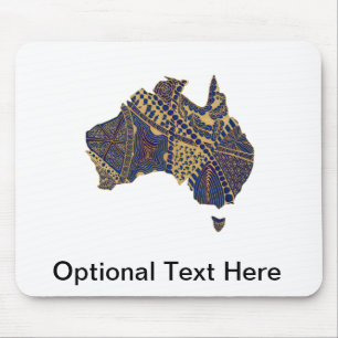 Australia Map Doodle Tan Red Blue Mouse Mat