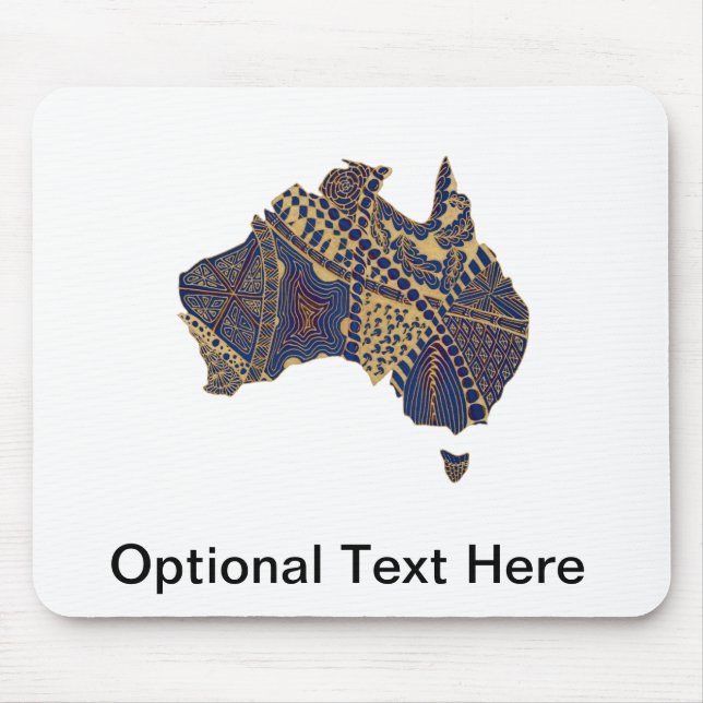 Australia Map Doodle Tan Red Blue Mouse Mat (Front)
