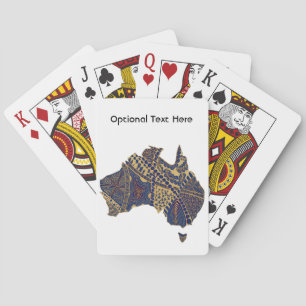 Australia Map Doodle Tan Red Blue Playing Cards