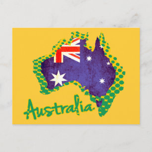 Australia map flag postcard