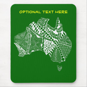 Australia Map Green and Gold Mouse Mat