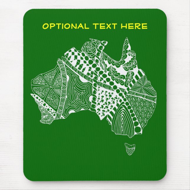 Australia Map Green and Gold Mouse Mat (Front)
