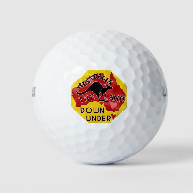 Australia Map Land Down Under with Kangaroo Retro Golf Balls (Front)