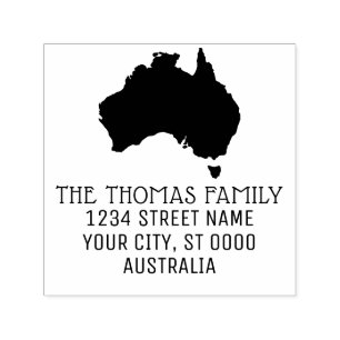 Australia Map Silhouette Name Return Address Self-inking Stamp