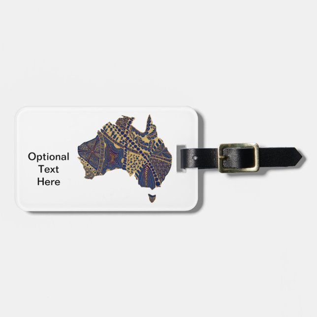Australia Map Tan-Blue-Red Luggage Tag (Front Horizontal)