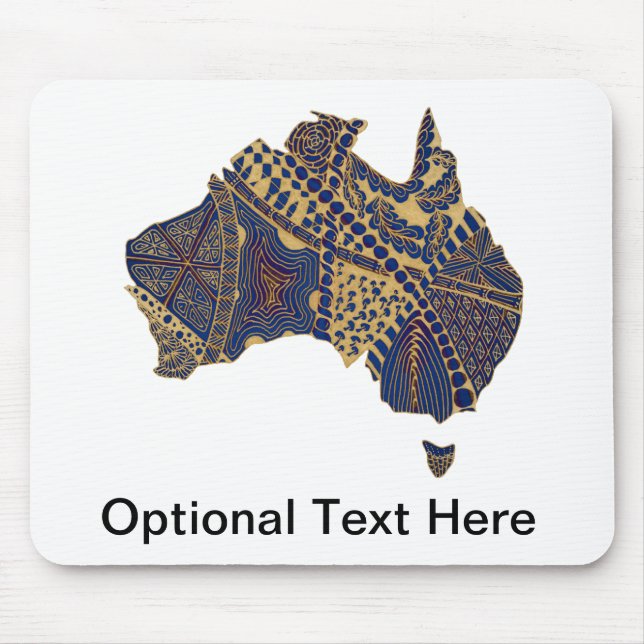 Australia Map Tan-Blue-Red Mouse Mat (Front)
